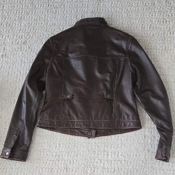 American Eagle Outfitters Dark Brown Leather Jacket - Picture 3 of 4